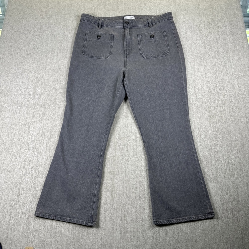 Loft Jeans Womens Size 32 / 14 Gray The Kick Crop High Rise Stretch button patch